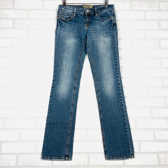 Just USA Women's Jeans Size 9 Distressed Denim Low Rise Bootcut - Picture 1 of 14